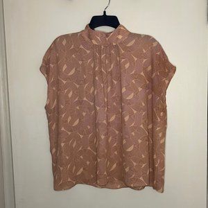 Worthington Pink Blouse w/ Maroon Swirls